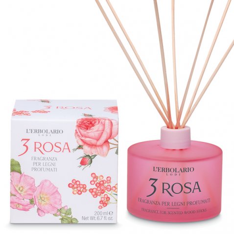 L'Erbolario Diffusore 3 Rosa Fragranza per Legni Profumati